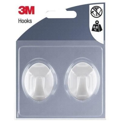 3M Crochets adh&eacute;sifs - ovale - blanc - moyen mod&egrave;le (x2) 