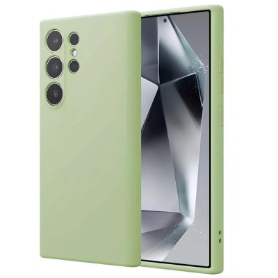 CRONG  Coque en Silicone Liquide pour Samsung Galaxy S24 Ultra Anti-Choc Flexible Vert