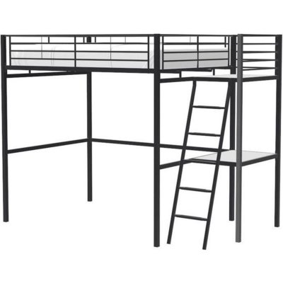 Cstore OXFORD - lit mezzanine avec bureau en m&eacute;tal &eacute;poxy noir sommier inclus 140x190 cm