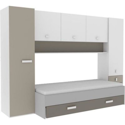 DEMEYERE Cstore TIDY Lit gigogne enfant avec multiples rangements - D&eacute;cor blanc/argile
