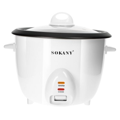 SOKANY Cuiseur &agrave; Riz 1.8L avec Panier Vapeur Compact et Maintien Chaud Blanc
