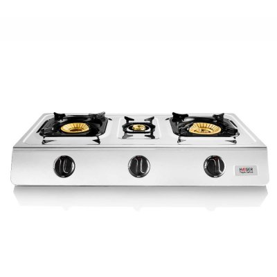 HAEGER Cuisini&egrave;re &agrave; gaz en acier inoxydable Triple Safine - Avec 3 br&ucirc;leurs