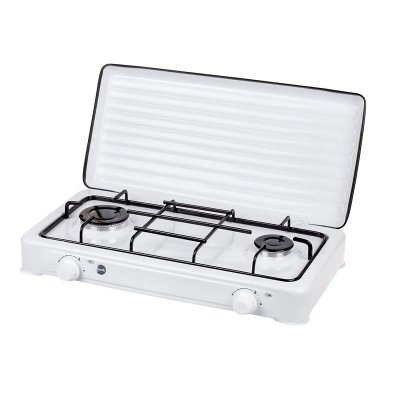 MPM Cuisini&egrave;re &agrave; gaz portable pour le camping, r&eacute;chaud portable, 2 br&ucirc;leurs r&eacute;glable Smile SML-KN-02/1K