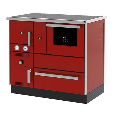 SANNOVER Cuisini&egrave;re Bois Chauffage (7,44 kW) + Bouilleur (20,1 kW) 27 kW Rouge