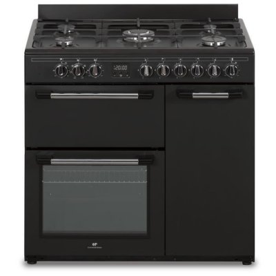 CONTINENTAL EDISON Cuisiniere piano gaz 3 fours &eacute;lectriques cecp903fb - 5 feux - noir - largeur 90 cm