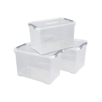 CURVER  Bo&icirc;te de rangement &agrave; couvercle 3 pcs 65 L Transparent 240682