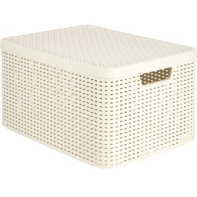 CURVER  Bo&icirc;te de rangement avec couvercle Style L 30 L Blanc cr&egrave;me