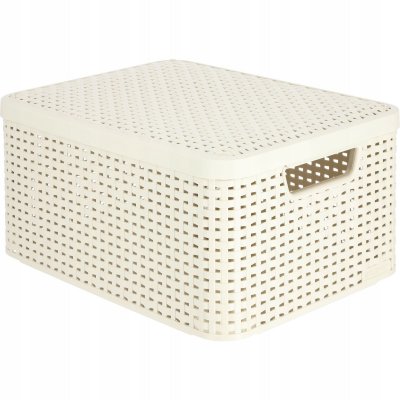 Curver Bo&icirc;te de rangement avec couvercle Style M 18 L Blanc cr&egrave;me