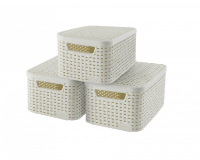 CURVER  Bo&icirc;te de rangement Style avec couvercle 3 pcs S Blanc 240586
