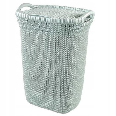 CURVER  Coffre &agrave; Linge 57 L Aspect Tricot - Bleu gris