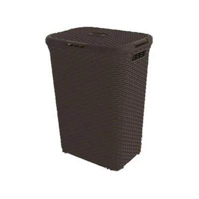 CURVER  Coffre &agrave; linge My Style - Aspect rotin - 55 L - Noir