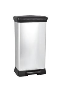 CURVER  Poubelle a p&eacute;dale 50L, Aspect m&eacute;tal, plastique recycl&eacute;