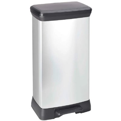 CURVER  Poubelle &agrave; p&eacute;dale Deco 50 L Argent&eacute; 240643