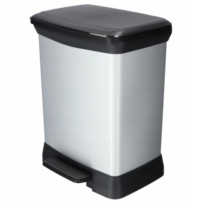 CURVER  - Poubelle duo &agrave; p&eacute;dale Deco 10L+18L Argent&eacute; Silver