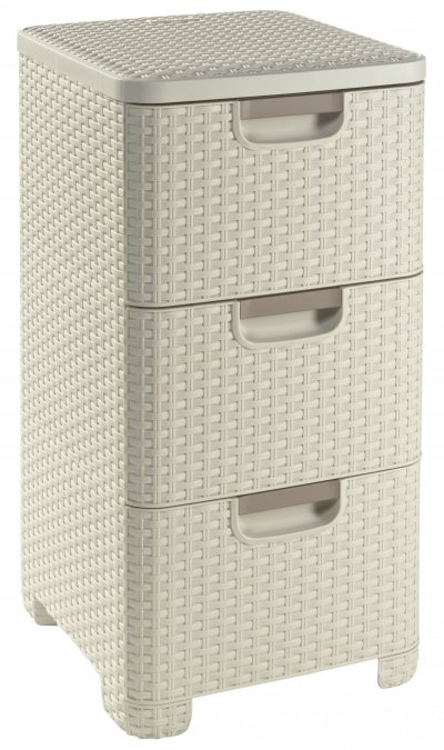 Curver - Tour de rangement style, 3 tiroirs, Blanc vintage