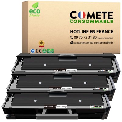 COMETE CONSOMMABLE D111S 111S Pack de 3 Toners compatibles avec SAMSUNG MLT-D111S D111S 111S x3 Noir