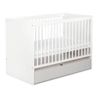  Dalia lit b&eacute;b&eacute; enfant avec barreaux amovibles et sommier r&eacute;glable blanc 120x60 + tiroir