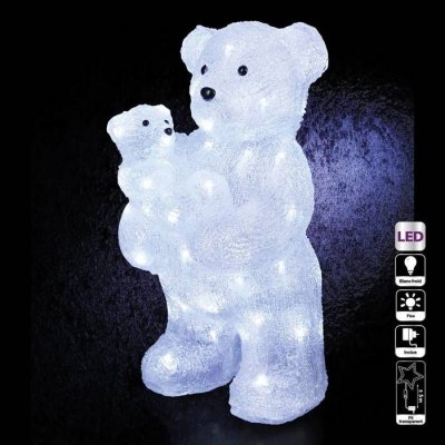 FEERIC LIGHTS & CHRISTMAS D&eacute;co lumineuse Maman et B&eacute;b&eacute; Ours 56 LED Blanc froid H 44 cm
