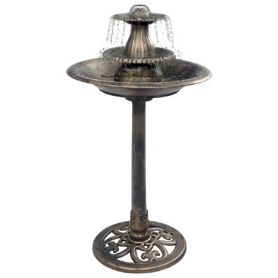 DECOSHOP26 D&eacute;coration Jardin Baignoire Mangeoire Pour Oiseaux Avec Fontaine Bronze 50x91 Cm Plastique Dec020806