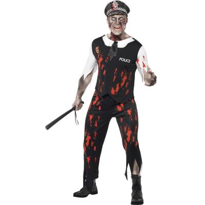 GENERIQUE D&eacute;guisement zombie policier homme Halloween Large