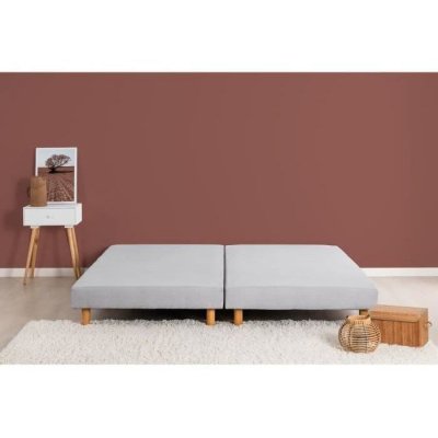 FINLANDEK DEKO DREAM Rakenne - Sommiers tapissiers &agrave; lattes 2x90x200 - Bois massif gris + pieds