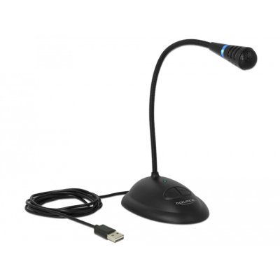 DeLOCK Microphone USB avec Pied et Bouton muet/on/Off 1,7 m
