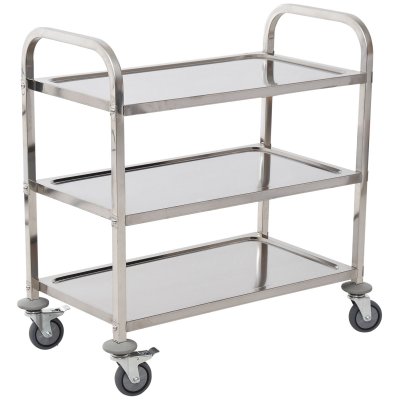 Desserte de cuisine 3 &eacute;tag&egrave;res acier inox. chrom&eacute;