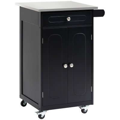 Desserte de cuisine multi-rangement MDF acier inox.