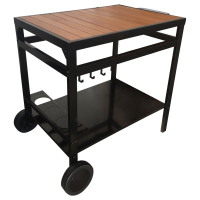HAPPY GARDEN Desserte pour plancha en acier noir et bois