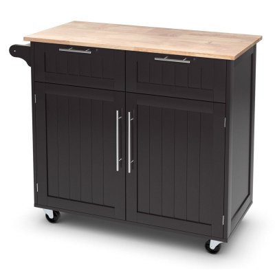 Dessertes &Icirc;lot Central Cuisine avec Table 4 Roues Universelles Porte-Serviettes, 94x41x94cm, Brun