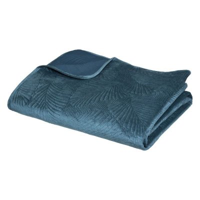 ATMOSPHERA Dessus de lit 240x260 feuilles bleu canard  - bleu canard