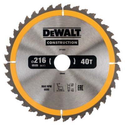 DEWALT  circulaire Construction Lame de scie 216 x 30 mm x 40T DEWDT1953QZ