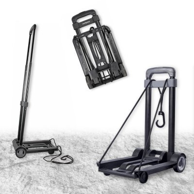 FISHTEC Diable Chariot Pliant &agrave; Poign&eacute;e T&eacute;lescopique + Sangle &Eacute;lastique - Charge max 30 kg