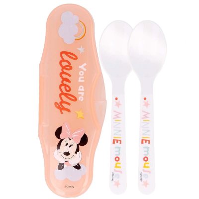  Disney Baby - Lot De 2 Cuill&egrave;res + &Eacute;tui De Voyage Minnie