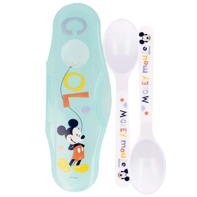 DISNEY  &Eacute;TUI pour Tout-Petit avec 2 CUILL&Egrave;RES PP Cool comme Mickey