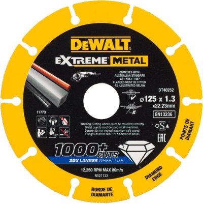 Disque extr&ecirc;me m&eacute;tal DEWALT 125 x 22.23 x 1.3 mm - DT40252-QZ