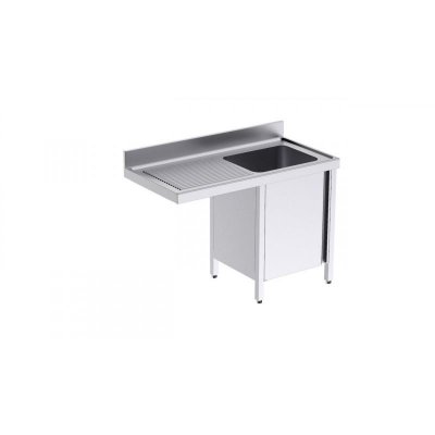 DISTFORM  Plonge 1 Bac avec Portes et Passage pour Lave-Vaisselle &agrave; Gauche - L 1400 x P 550 mm