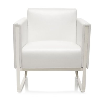 HJH OFFICE Divan lounge ARUBA cadre argentin similicuir 1 place blanc 