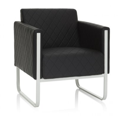 HJH OFFICE Divan lounge ARUBA cadre argentin similicuir 1 place noir 