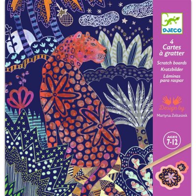 DJECO  DJ09728 , 4 cartes &agrave; gratter Nature Luxuriante - Multicolore