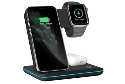 AVIZAR Dock de charge &agrave; induction iphone, apple watch et airpods design vertical noir