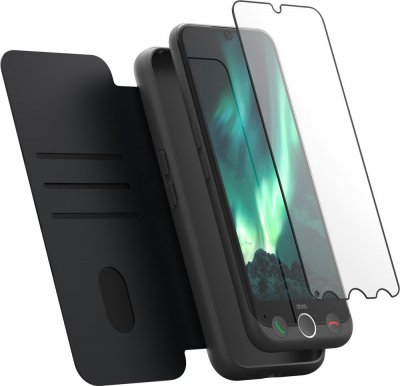 DORO  Aurora A10 GRAPHITE + wallet case + screen protector