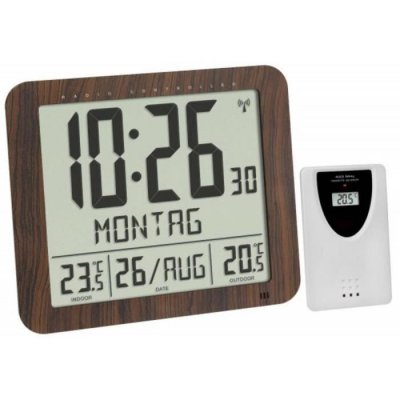 TFA Dostmann 60.4518.08 radiopilot&eacute;(e) Horloge murale 248 mm x 25 mm x 206 mm bois