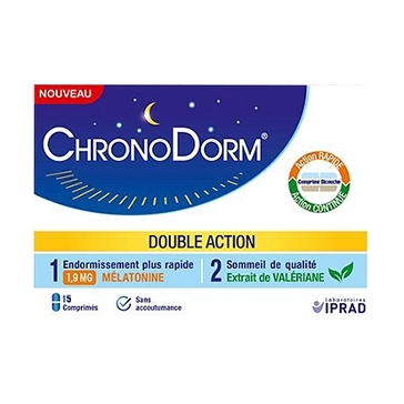 Double Action M&eacute;latonine 15 comprim&eacute;s bicouches Chronodorm