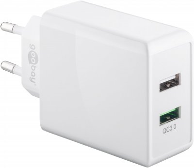 GOOBAY Double chargeur rapide USB QC3.0 28W Blanc
