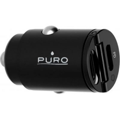 PURO Double chargeur voiture usb c+c pd 30w power delivery mini noir 