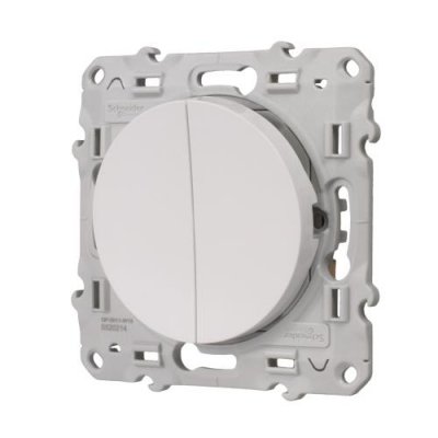 SCHNEIDER ELECTRIC Double interrupteur ou double Va et Vient Odace 230 V blanc