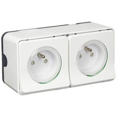 SCHNEIDER ELECTRIC Double prise de courant blanche en saillie &eacute;tanche Mureva