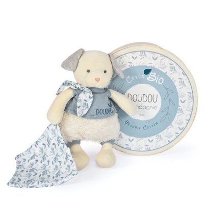DOUDOU ET COMPAGNIE Doudou botanic bio - chien mm avec doudou bleu - taille 22 cm
