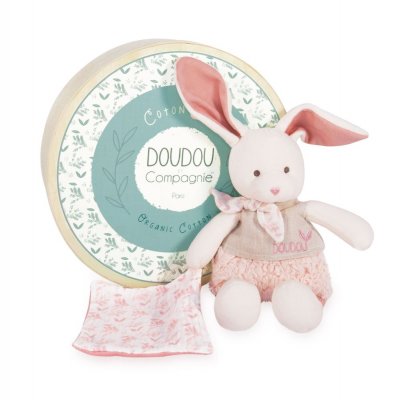 DOUDOU ET COMPAGNIE Doudou botanic bio - lapin mm avec doudou rose - taille 22 cm